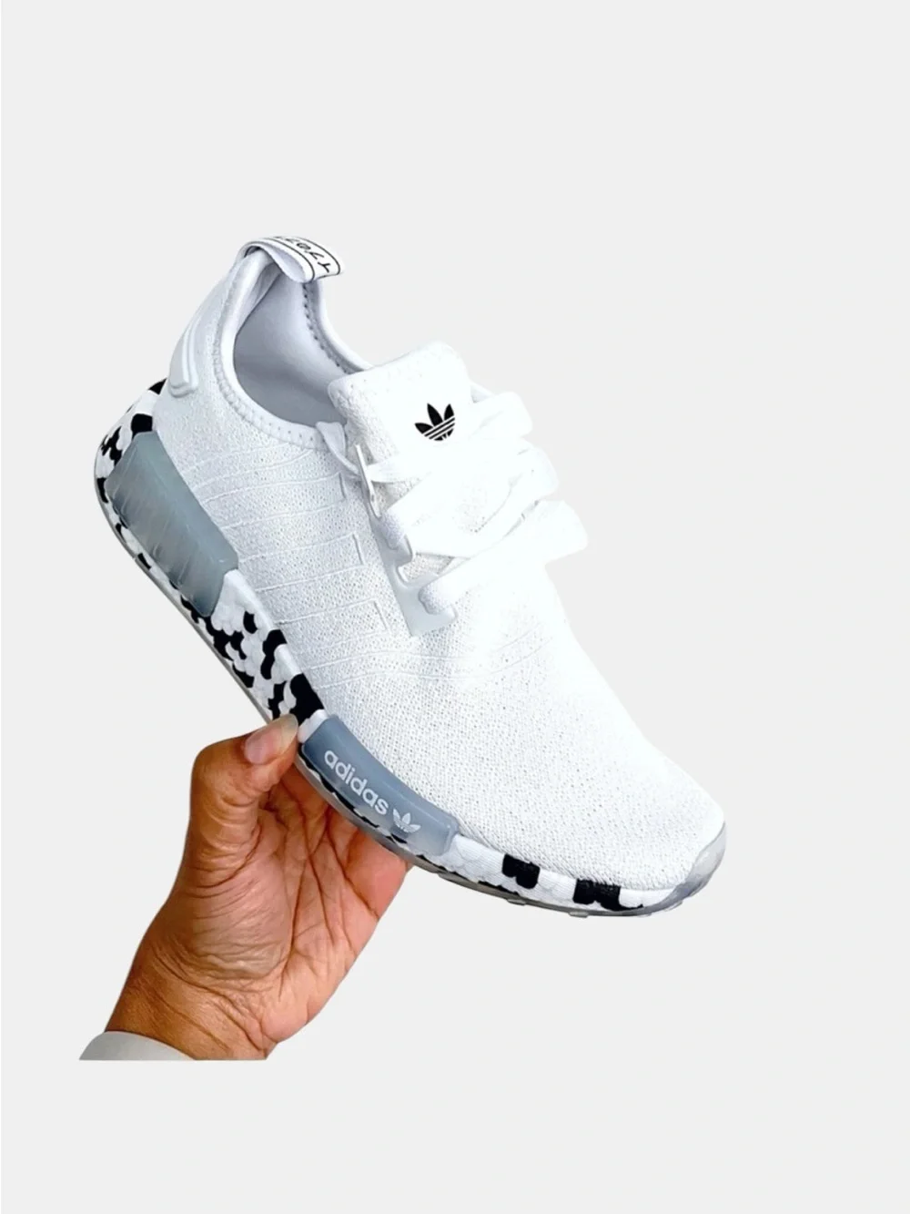 Adidas NMD R1 Black and White Speckled Sneakers 6Y / 7 Women